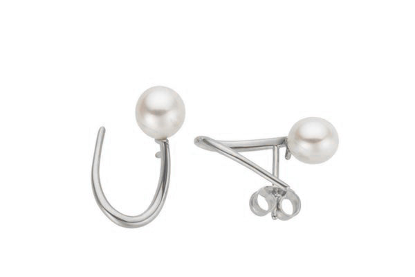 9ct White Gold Pearl Earrings