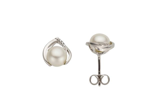 9ct White Gold Pearl Studs