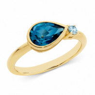 9ct Gold London Blue Topaz & Blue Topaz Dress Ring