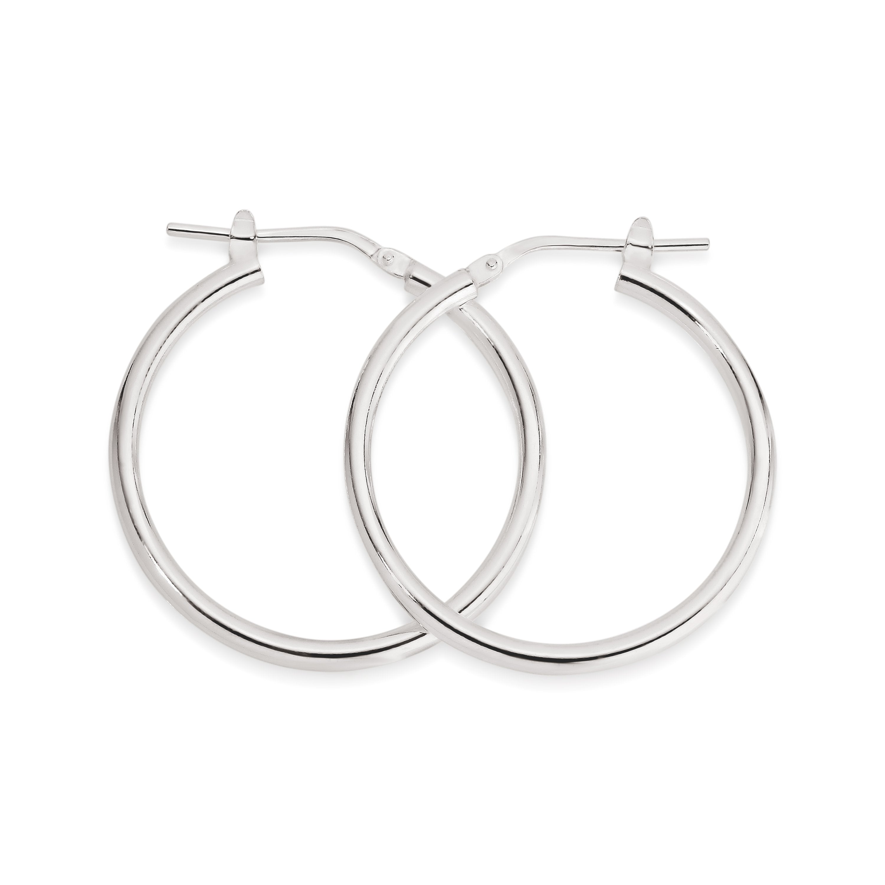 Silver polished hoops 25mm