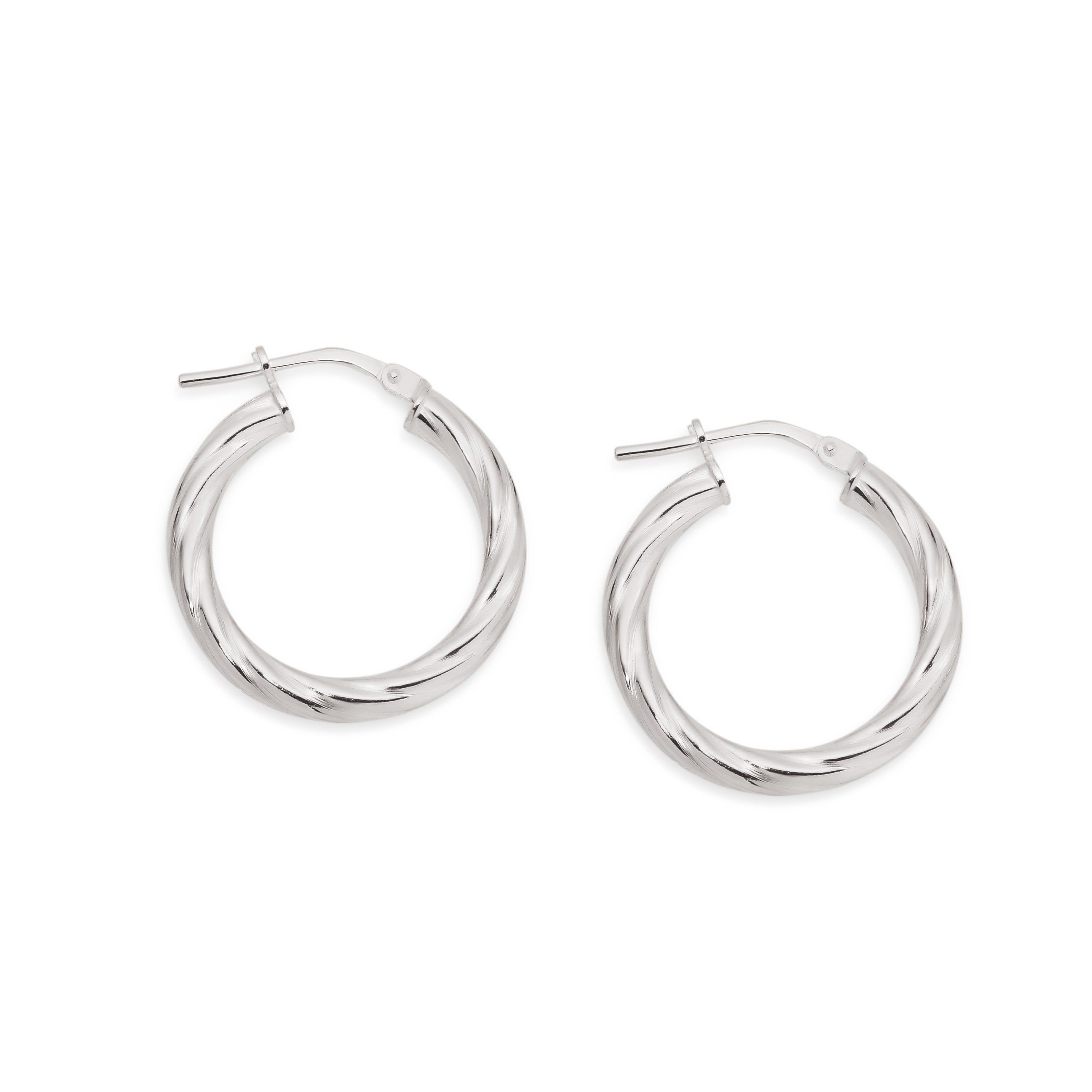 Silver twist hoops 15mm