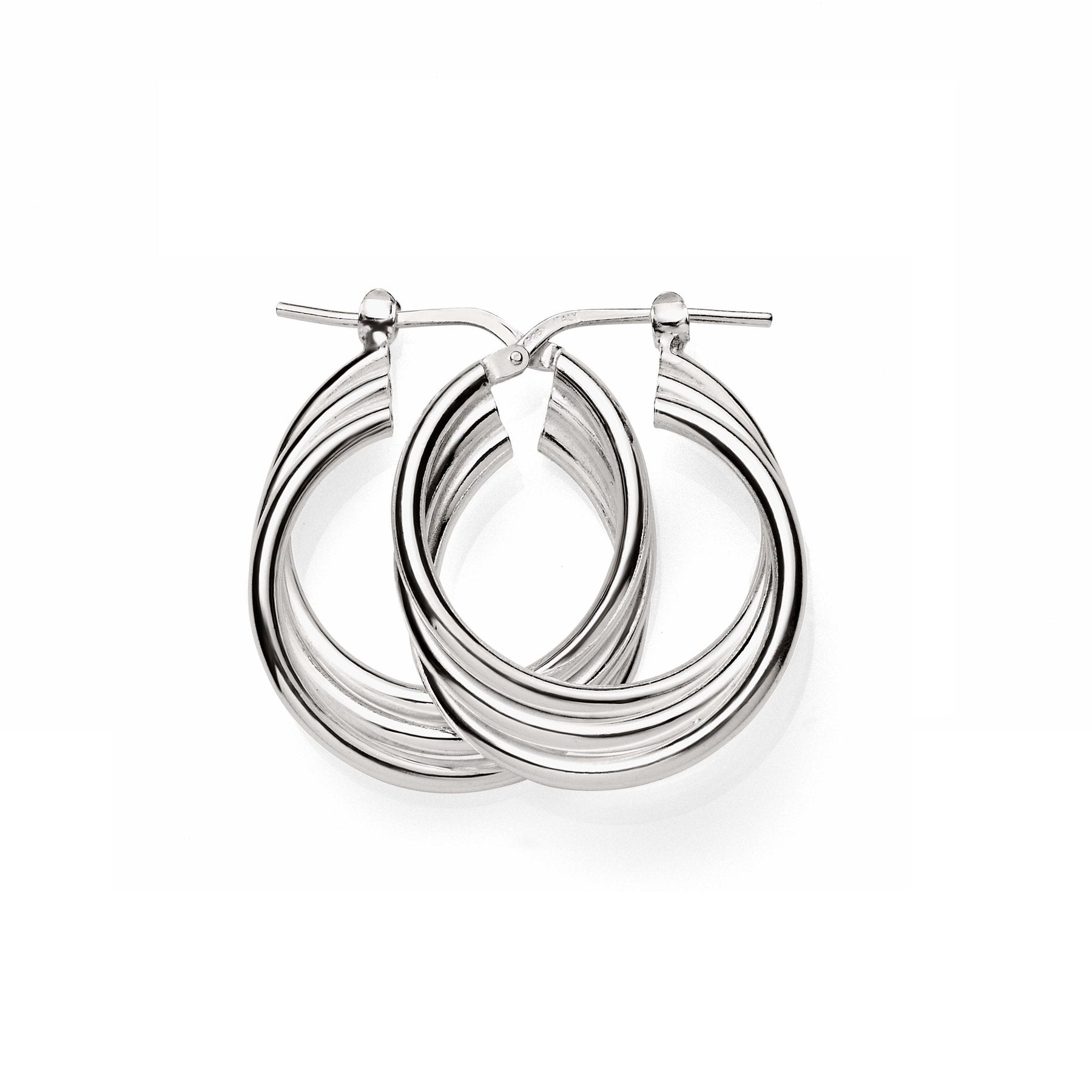 Silver Russian twist hoops 15mm