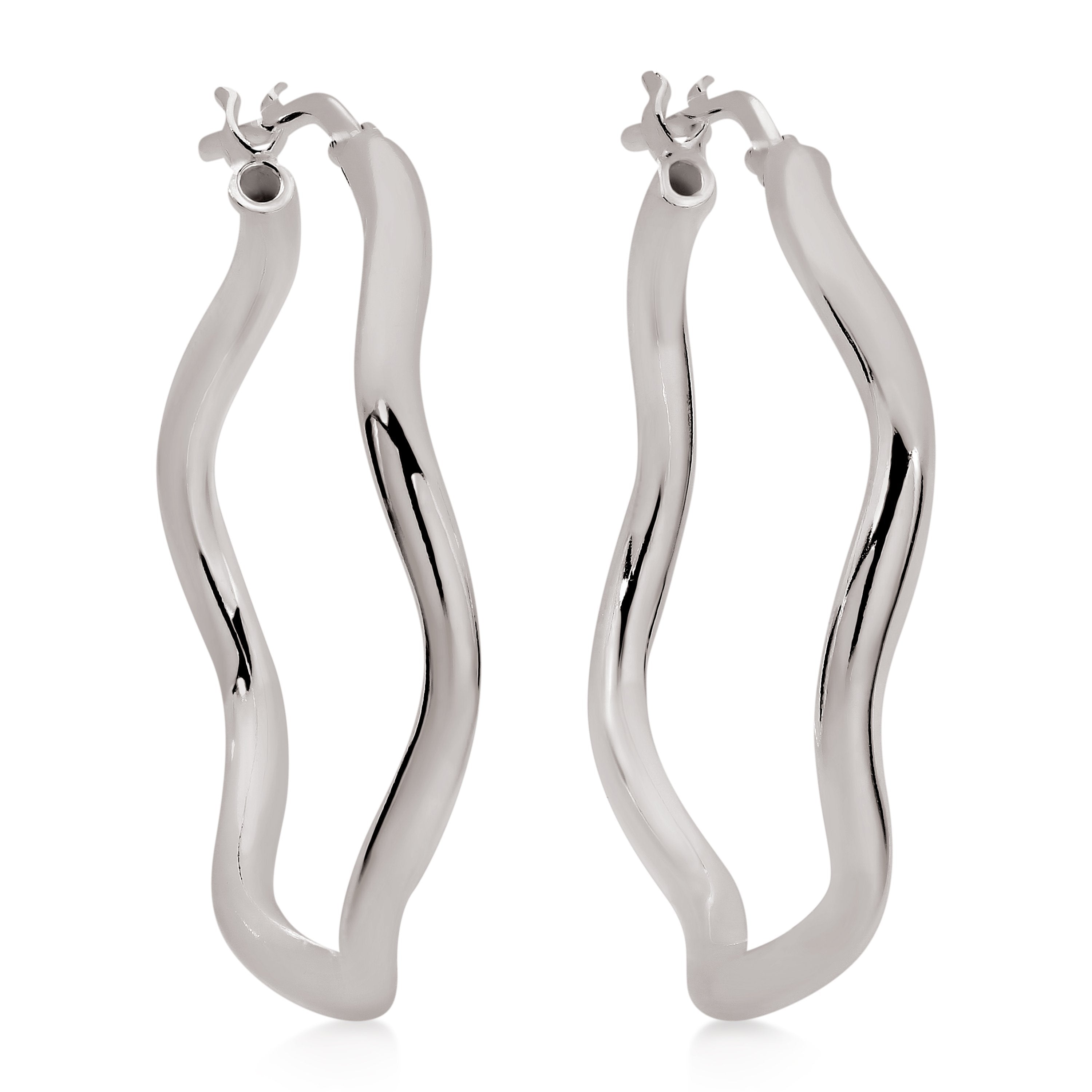 Silver wave hoops 30mm