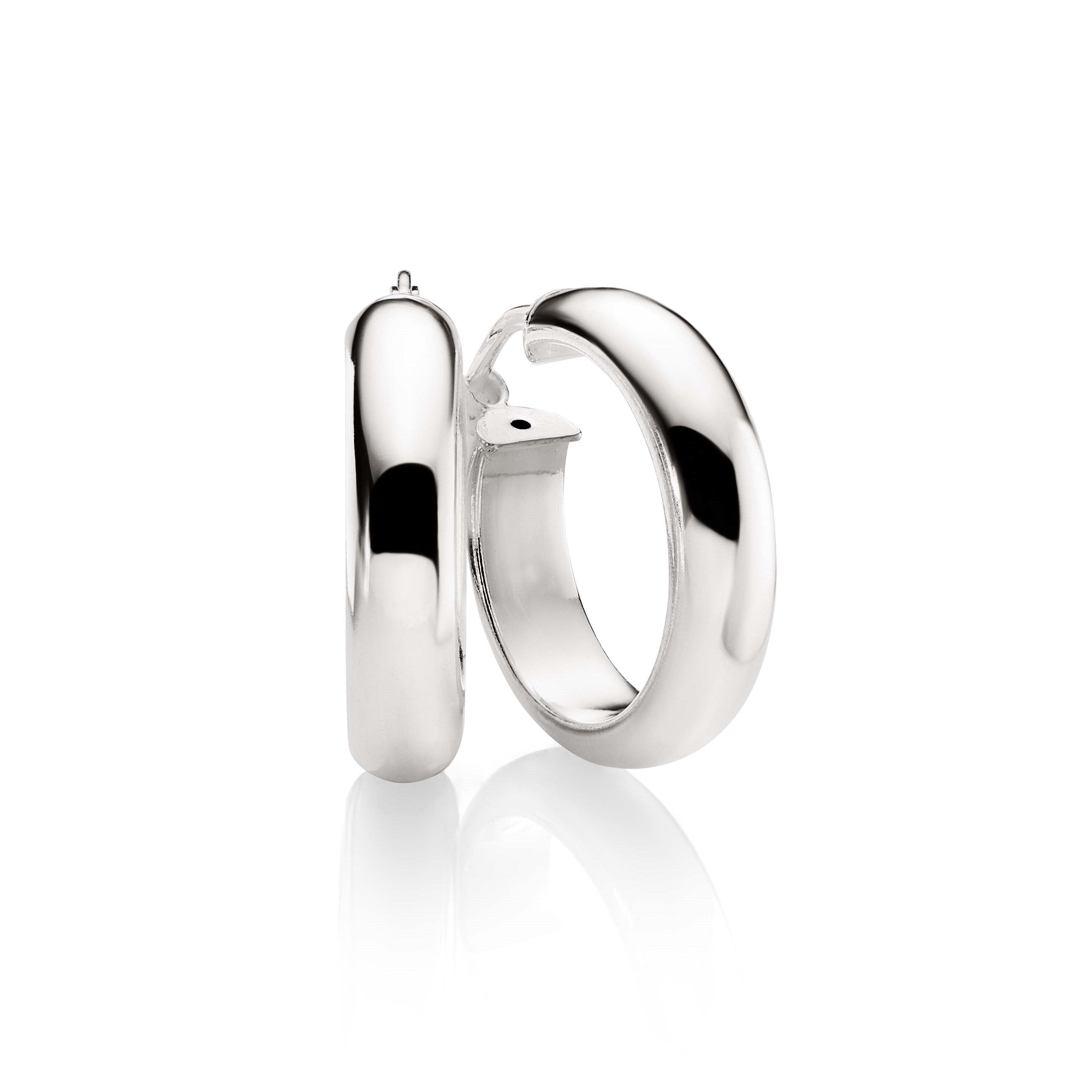 Silver half round hoops 15mm