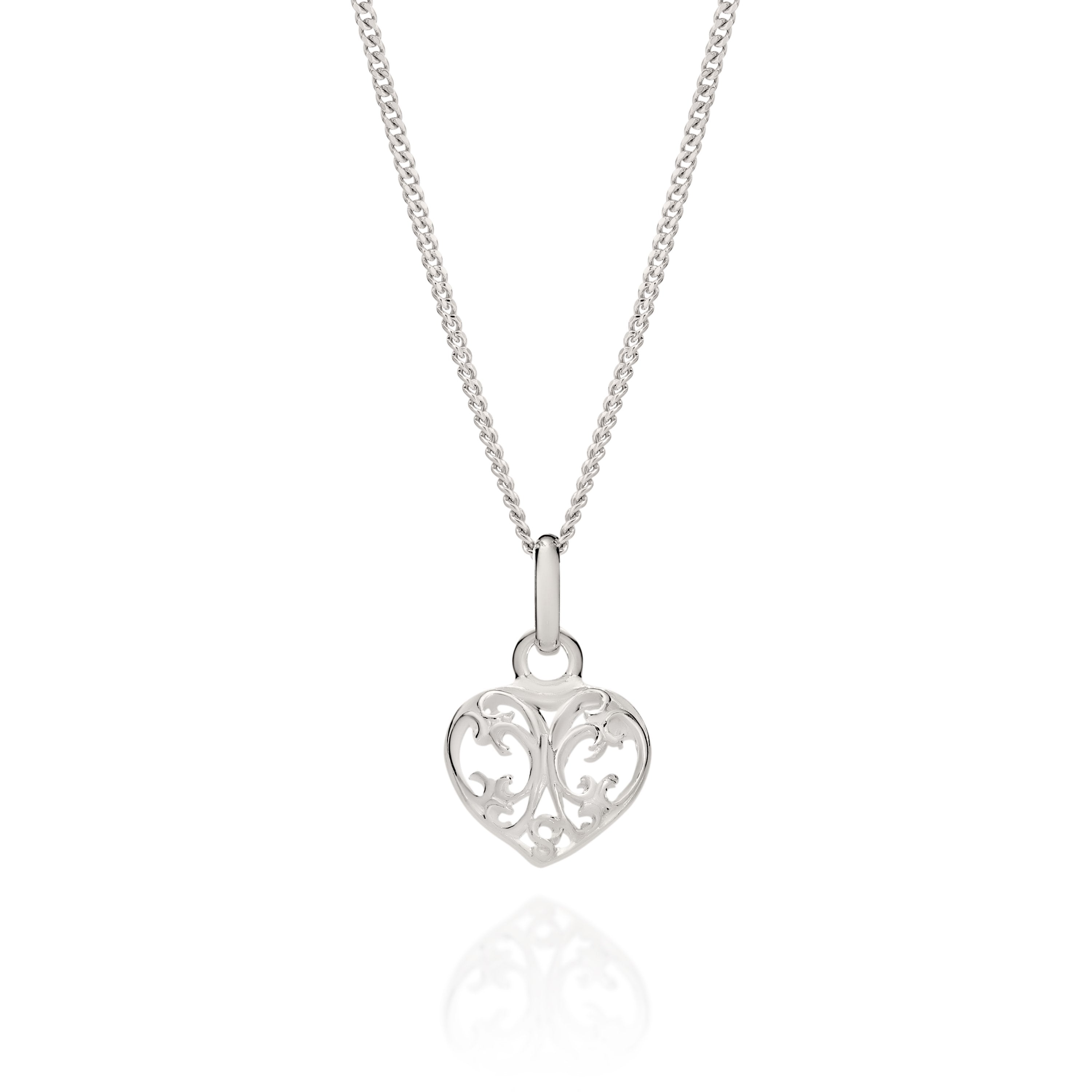Silver small filigree puffed heart pendant