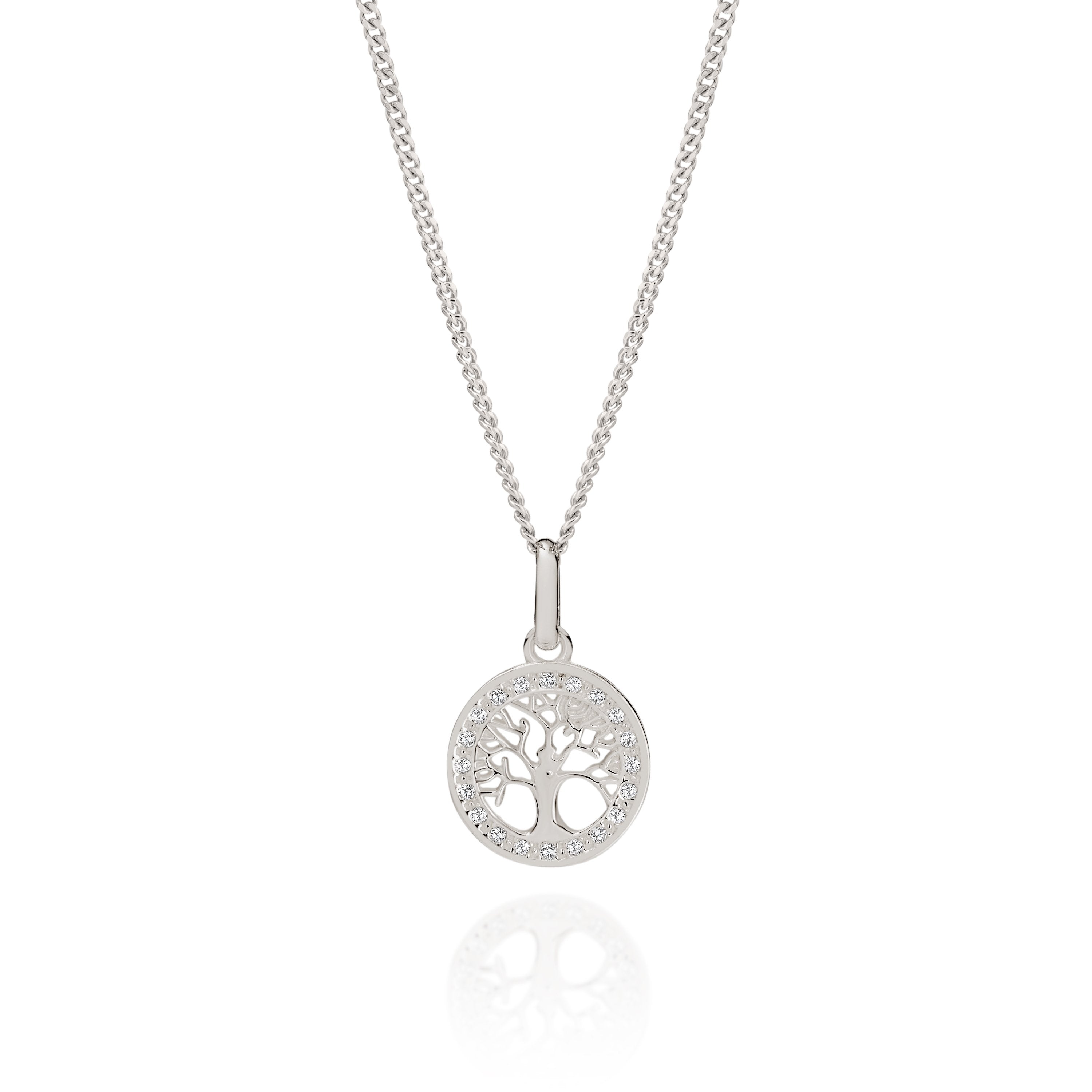 Silver stone set tree of life pendant
