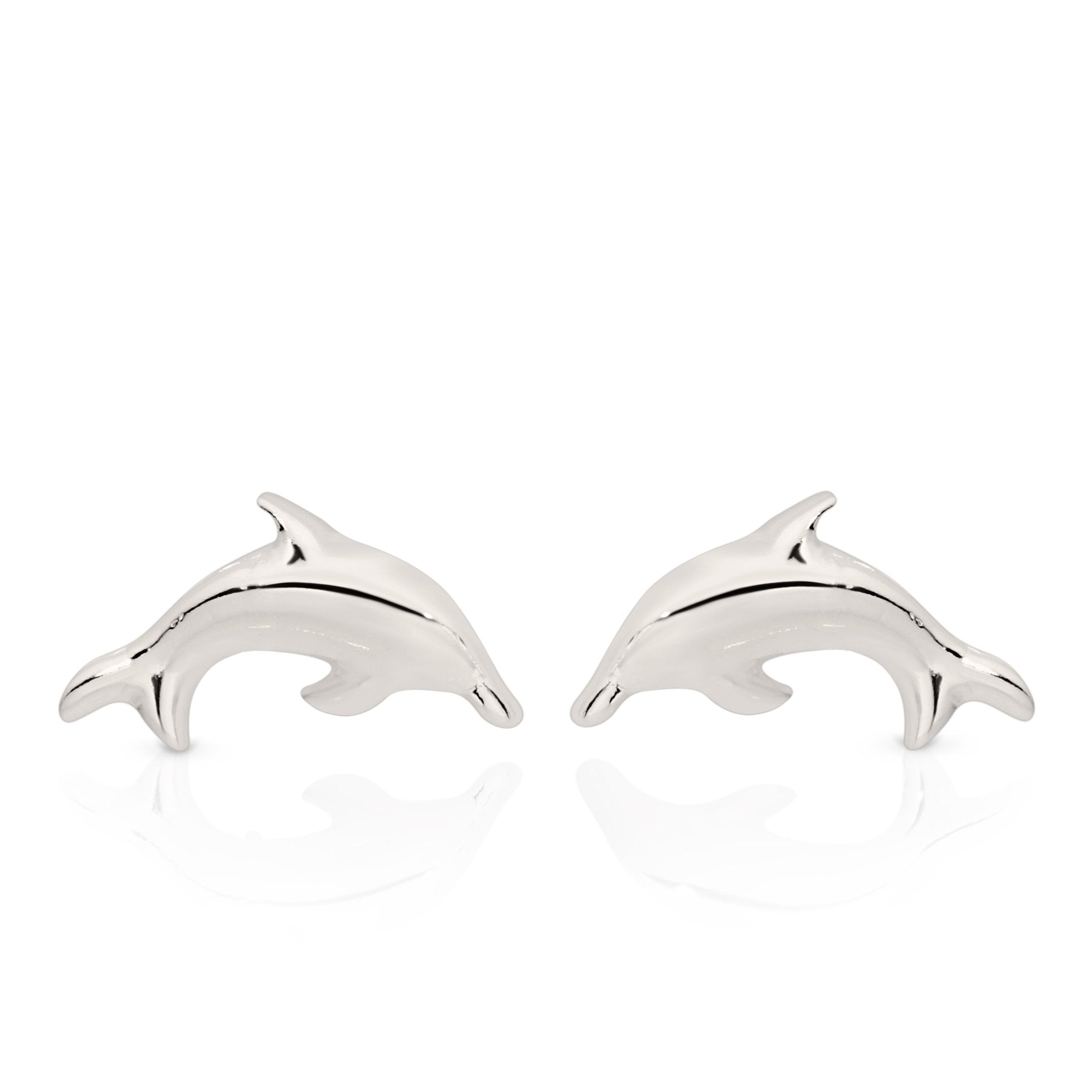 Silver dolphin studs