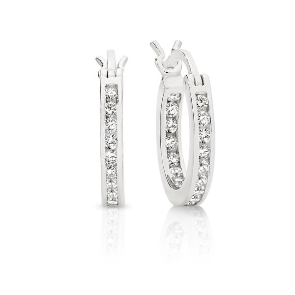 Silver inside out cubic zirconia hoops