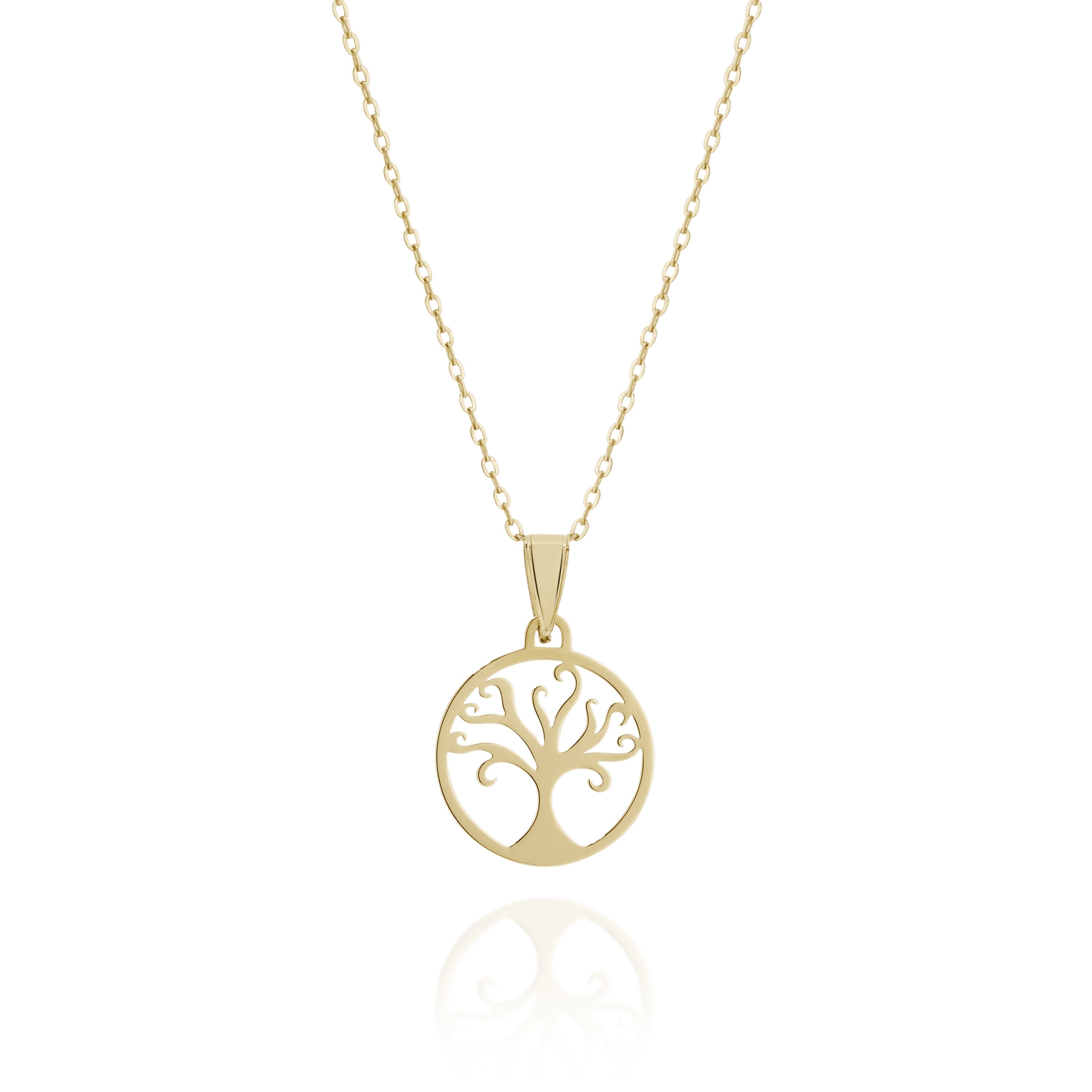 9ct gold tree of life necklace 42cm
