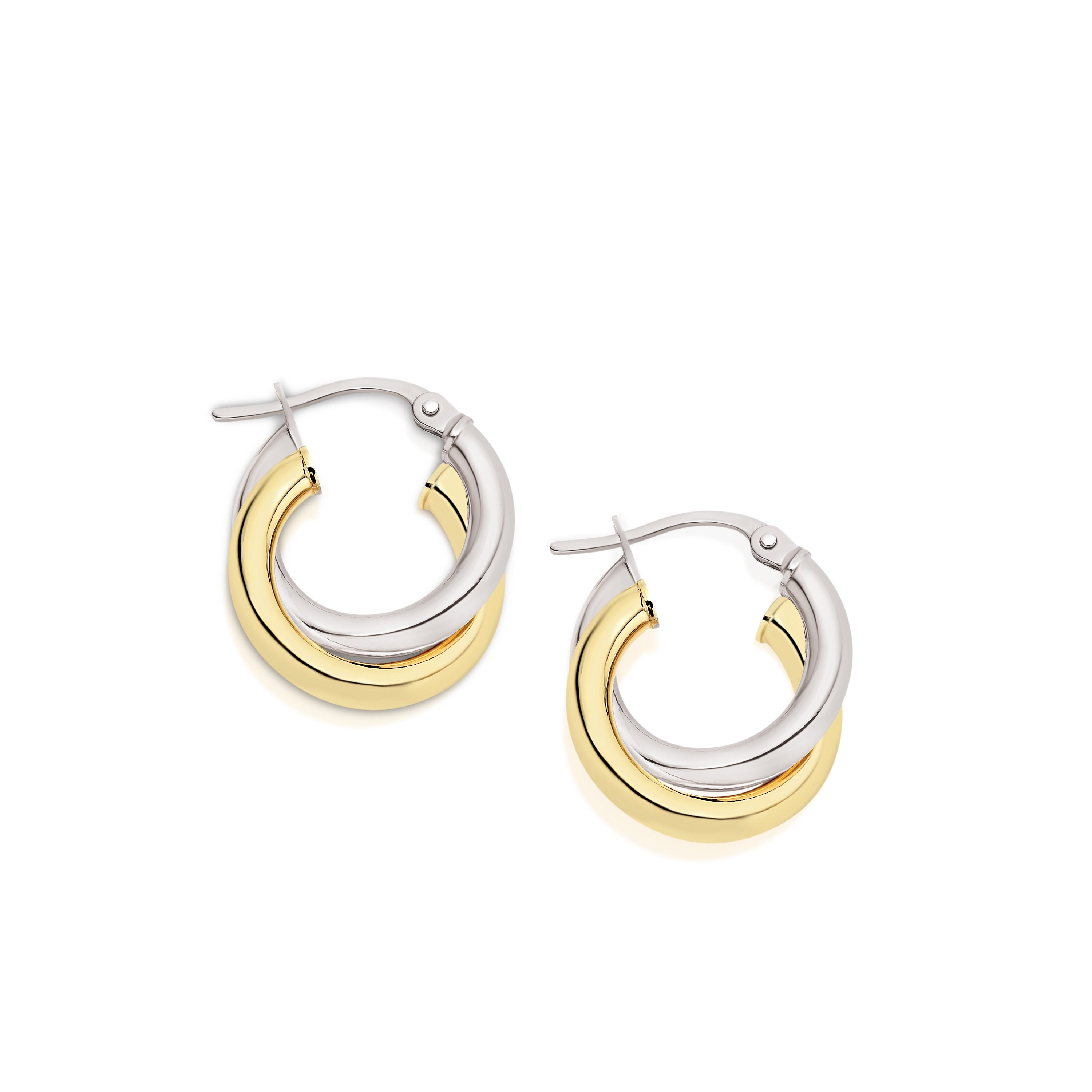 9ct gold double tube hoops 10mm