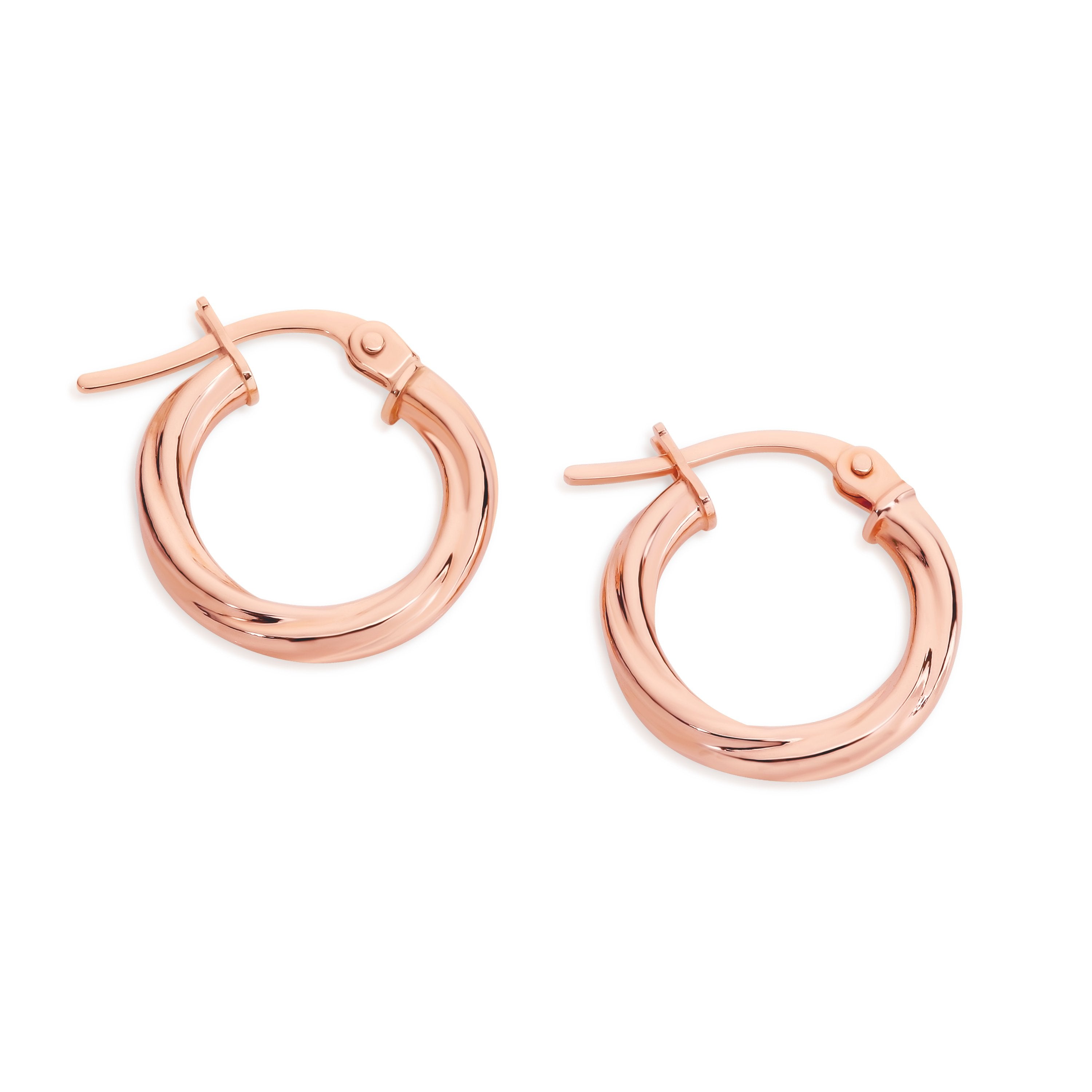 9ct rose gold twist hoops 10mm