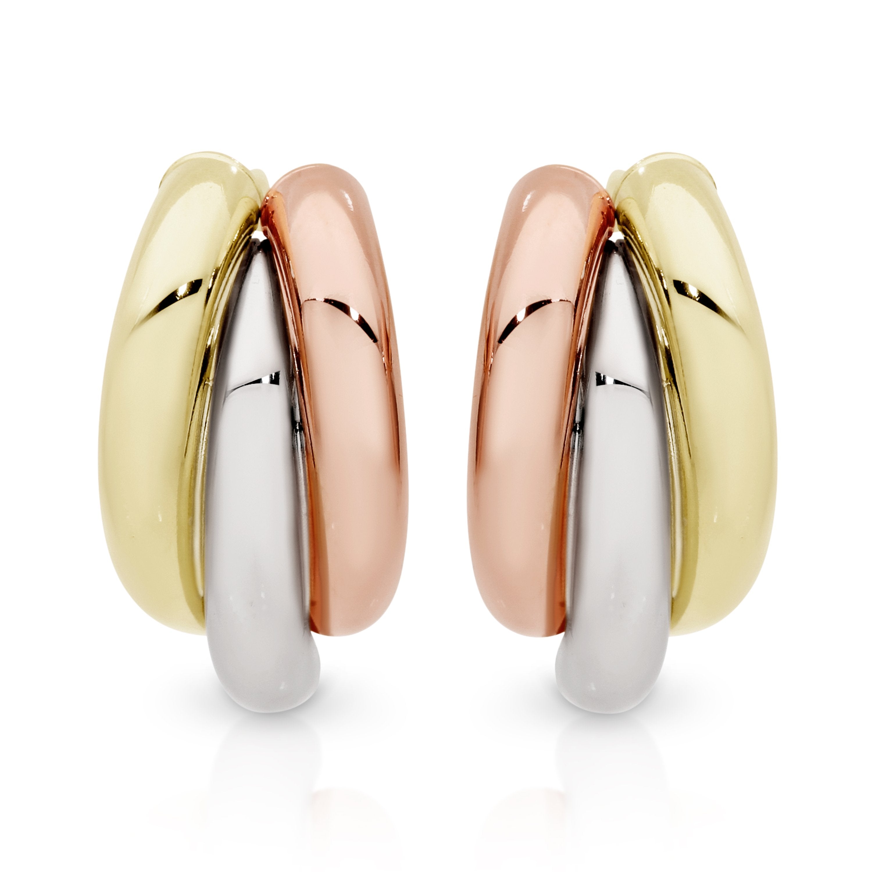 9ct gold 3 tone stud earrings