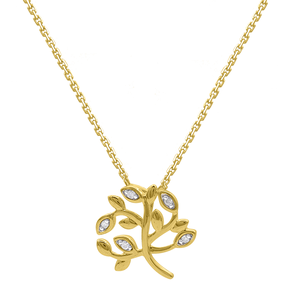 9ct gold diamond tree of life pendant