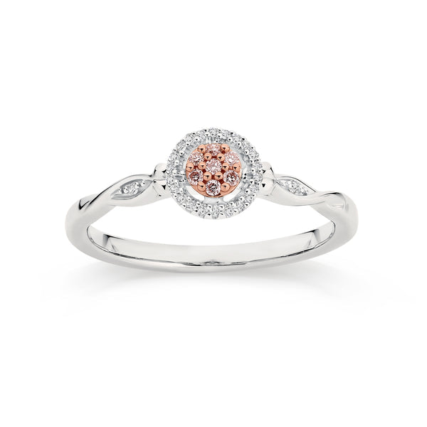 9ct white gold Australian pink diamond ring
