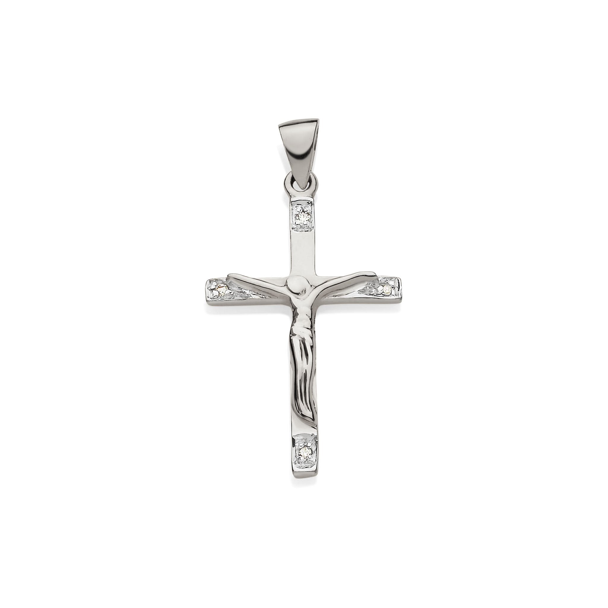 9ct white gold diamond crucifix pendant