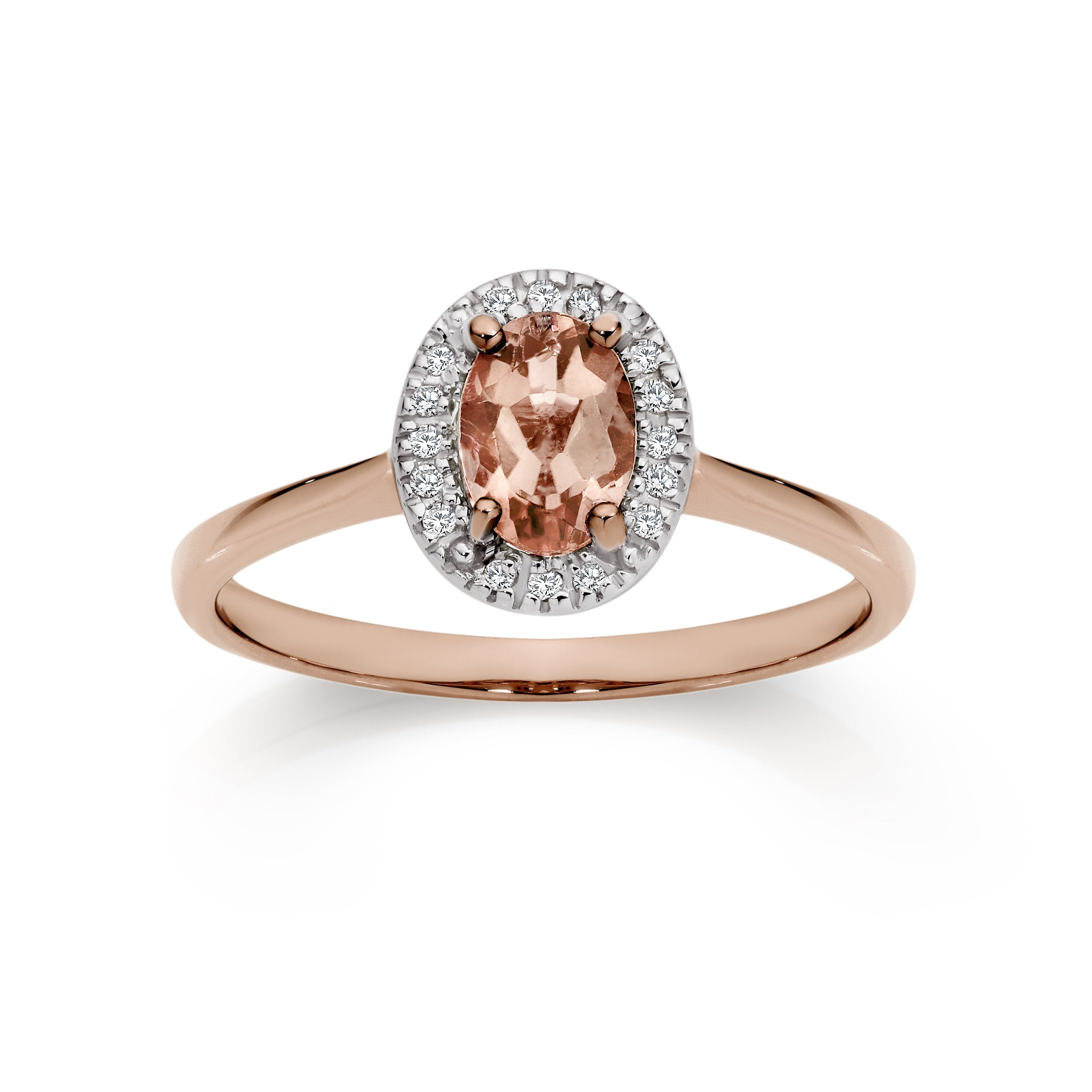 9ct rose gold morganite & diamond ring