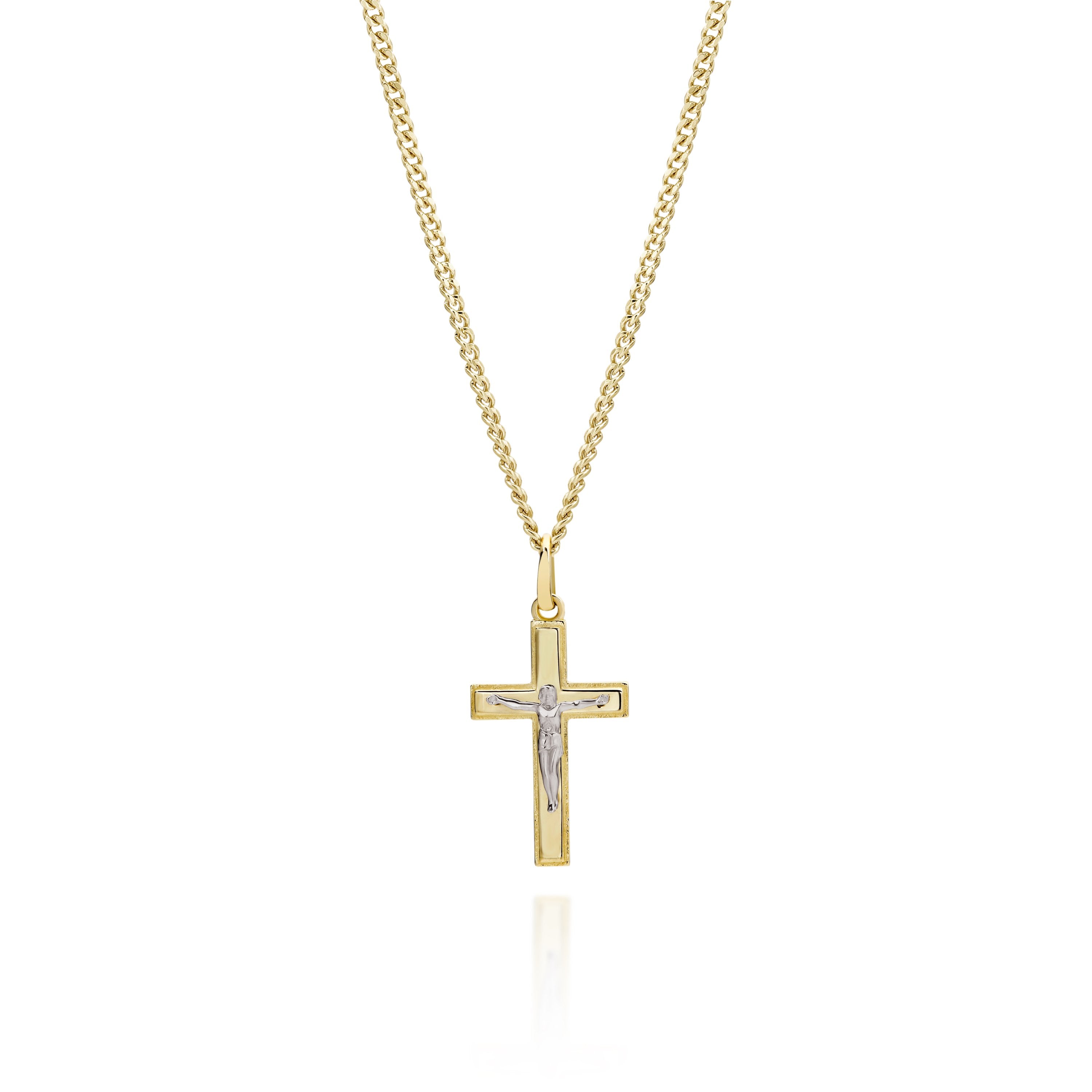9ct gold 2 tone crucifix pendant