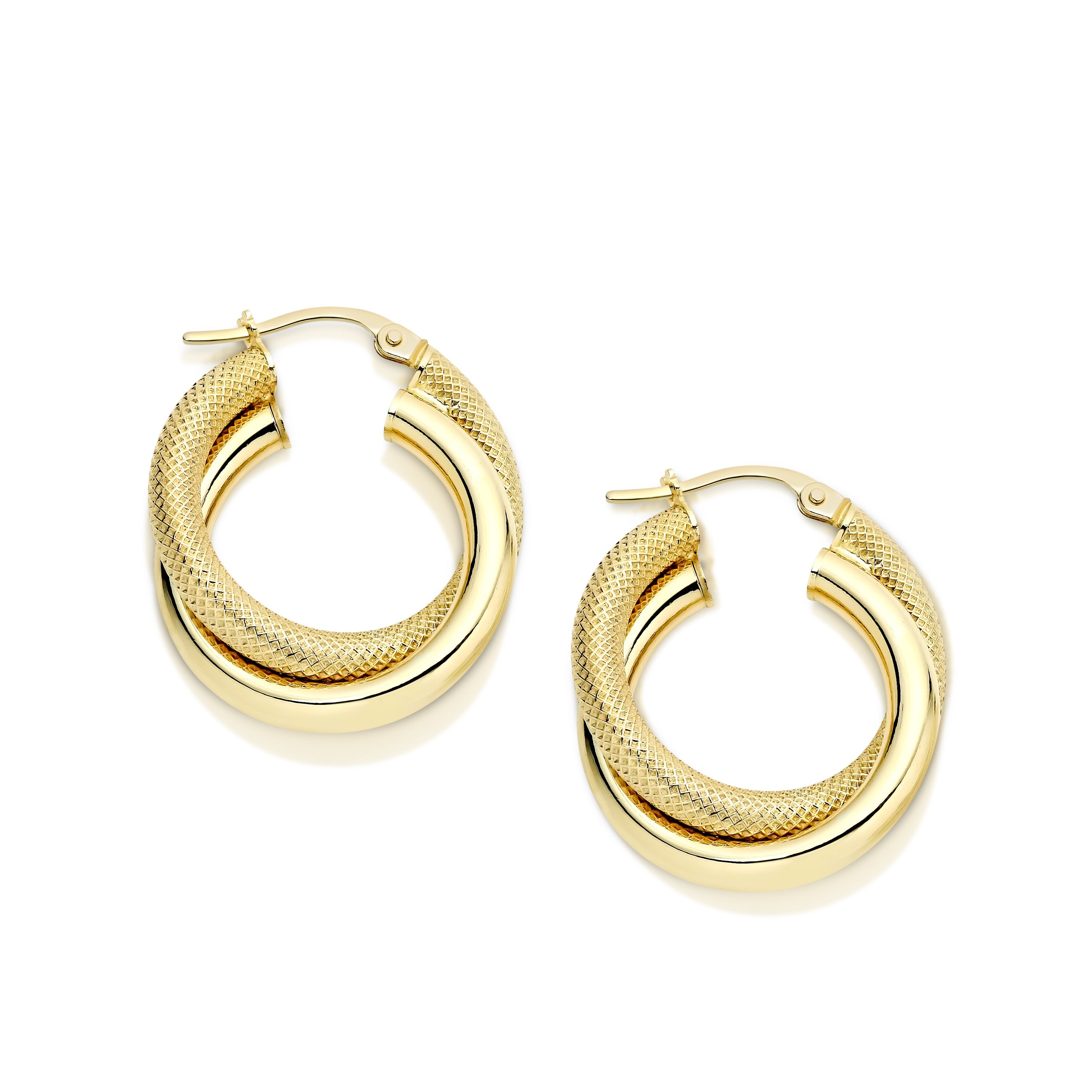 9ct gold double tube hoops 15mm