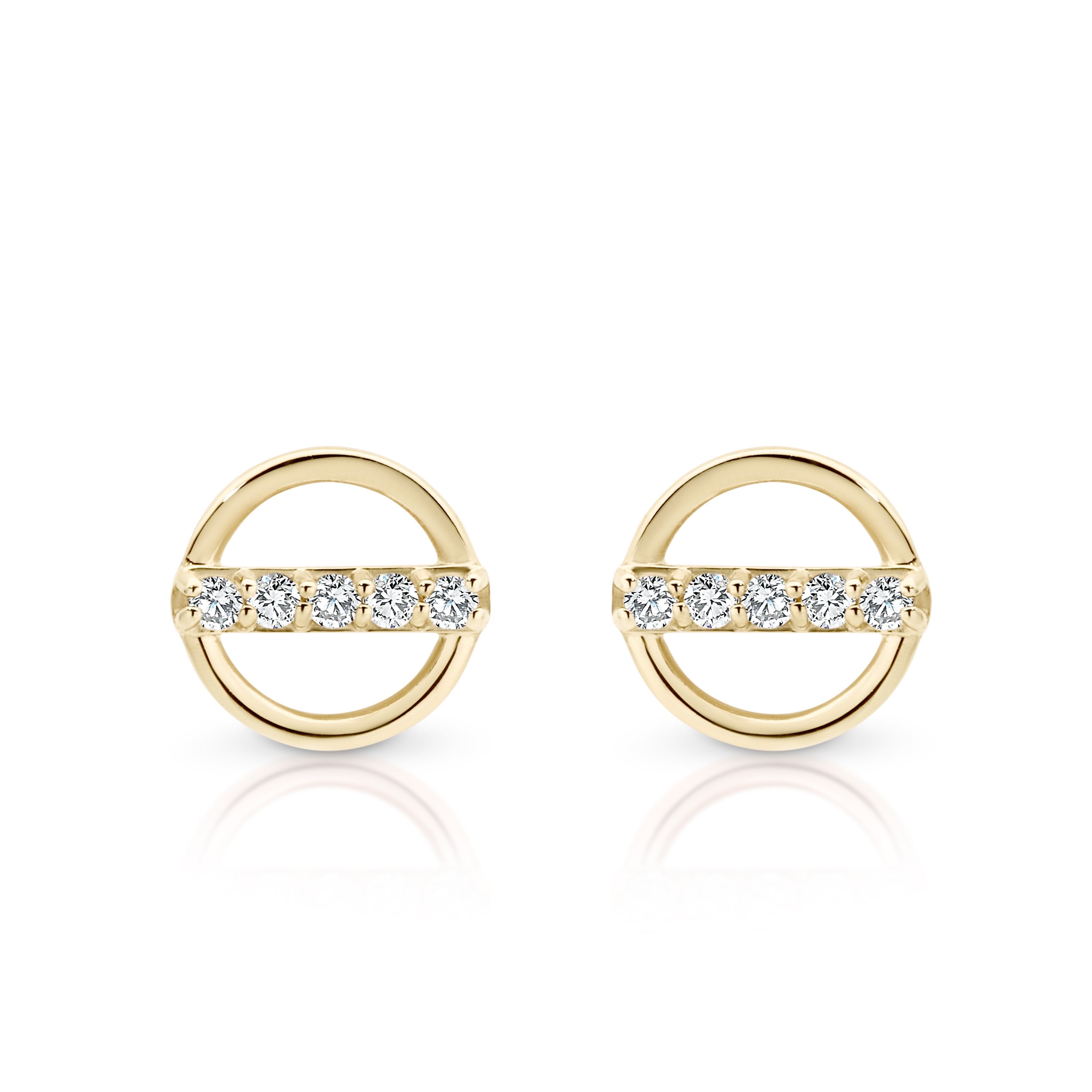 9ct gold stone set circle studs