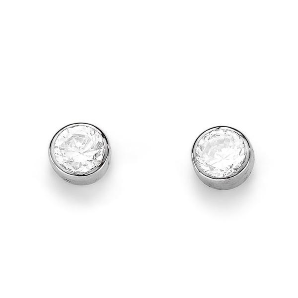 9ct white gold round stone set studs 4mm