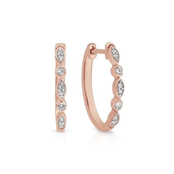 9ct rose gold 0.10ct diamond huggie earrings