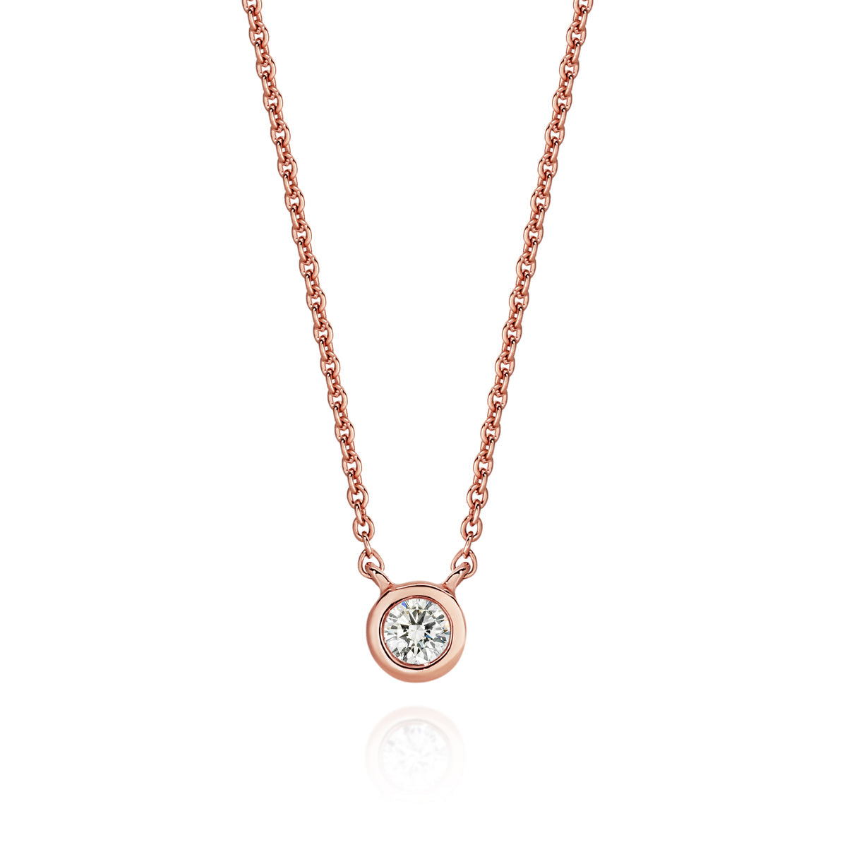 9ct rose gold 0.07ct floating diamond pendant with 9ct chain