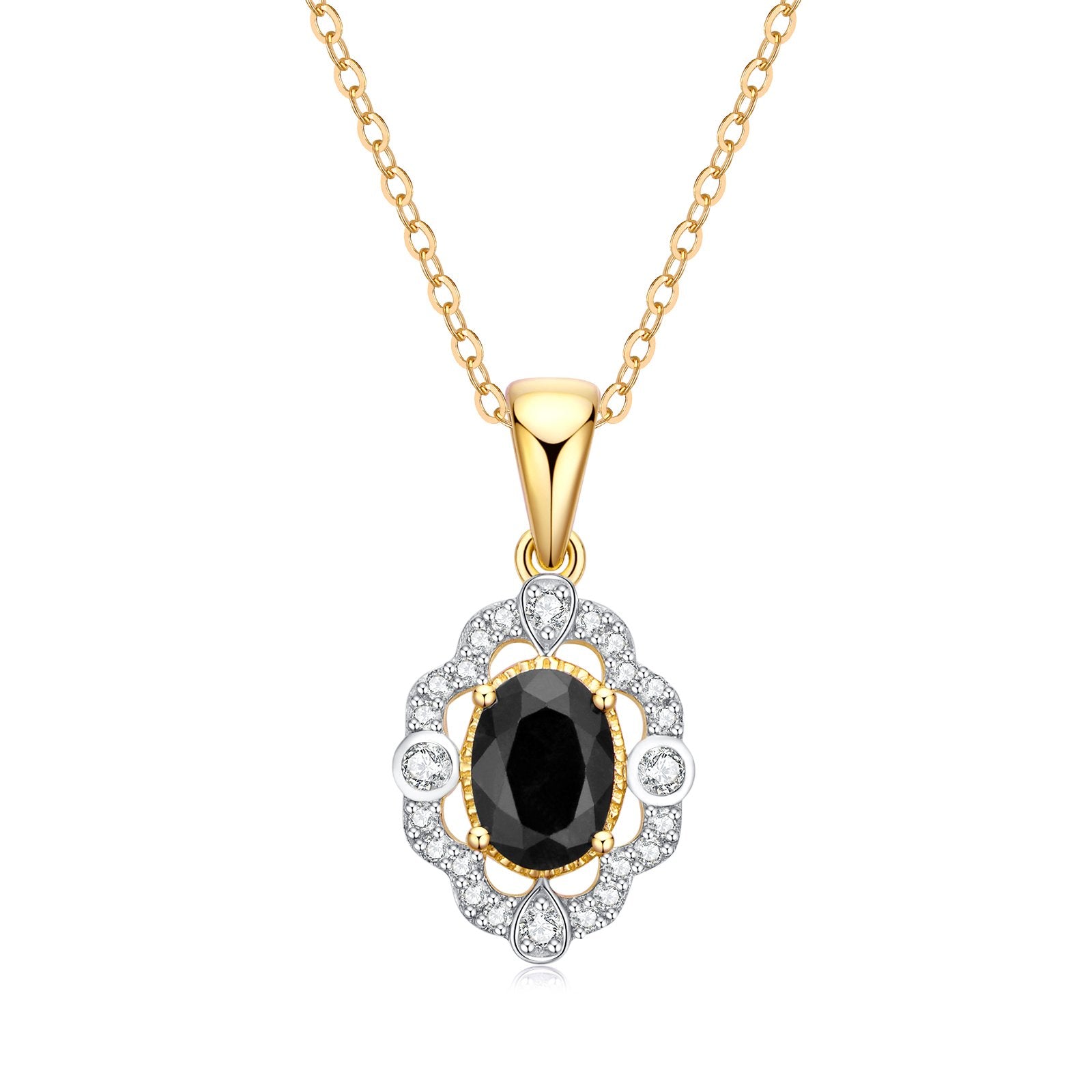 9ct yellow gold sapphire & diamond pendant