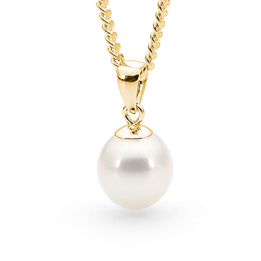 9ct yellow gold freshwater pearl pendant