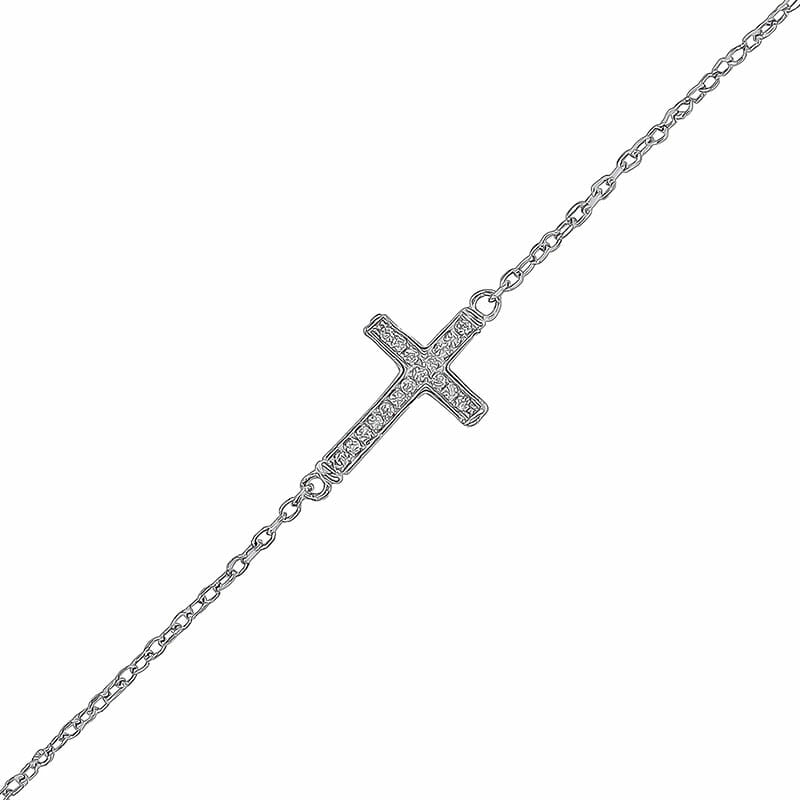 Sterling Silver Cross CZ Bracelet
