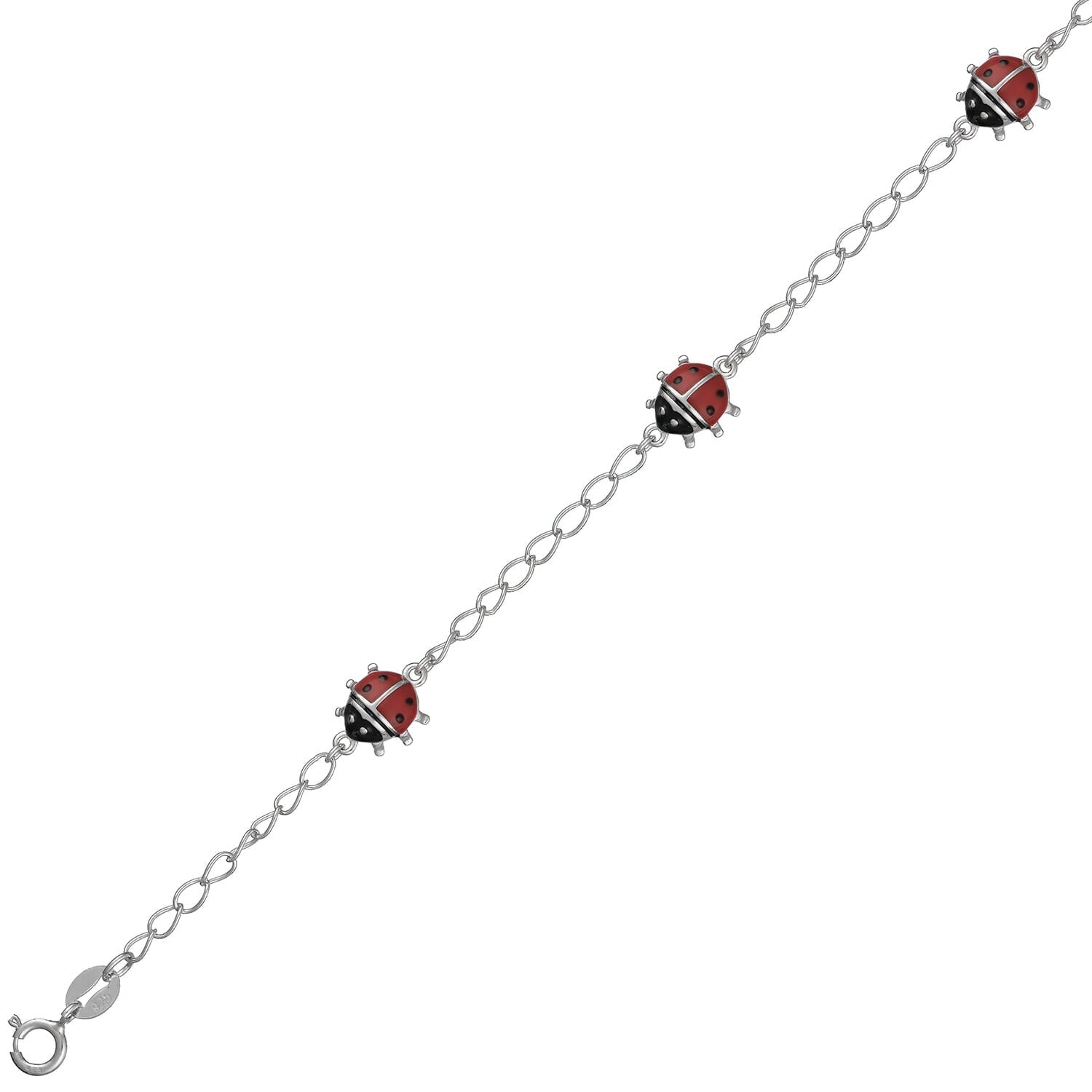 Sterling Silver Ladybugs Children's Bracelet