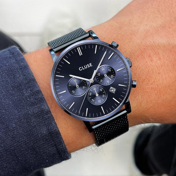 CLUSE Aravis Chrono Mesh Full Blue Watch