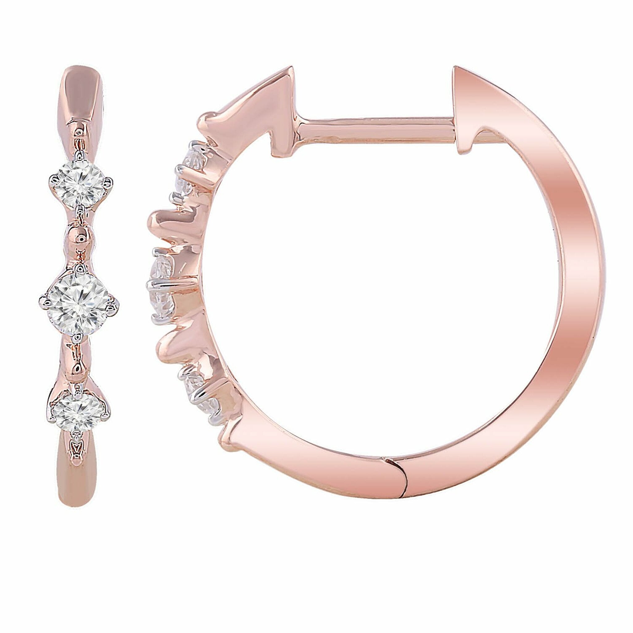 9ct Rose Gold 0.15ct Diamond Hoop Earrings