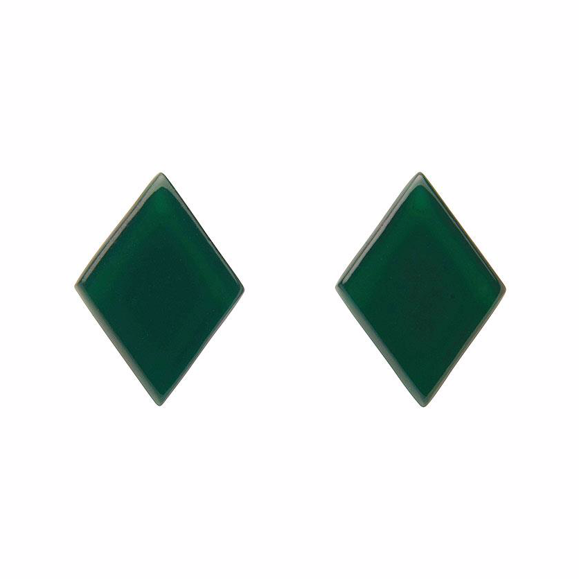 Essentials Diamond Studs - Bubble Resin Forest Green