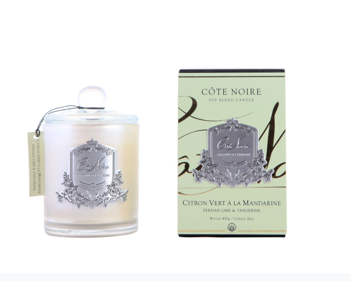 COTE NOIRE Silver Badge Candle - Persian Lime