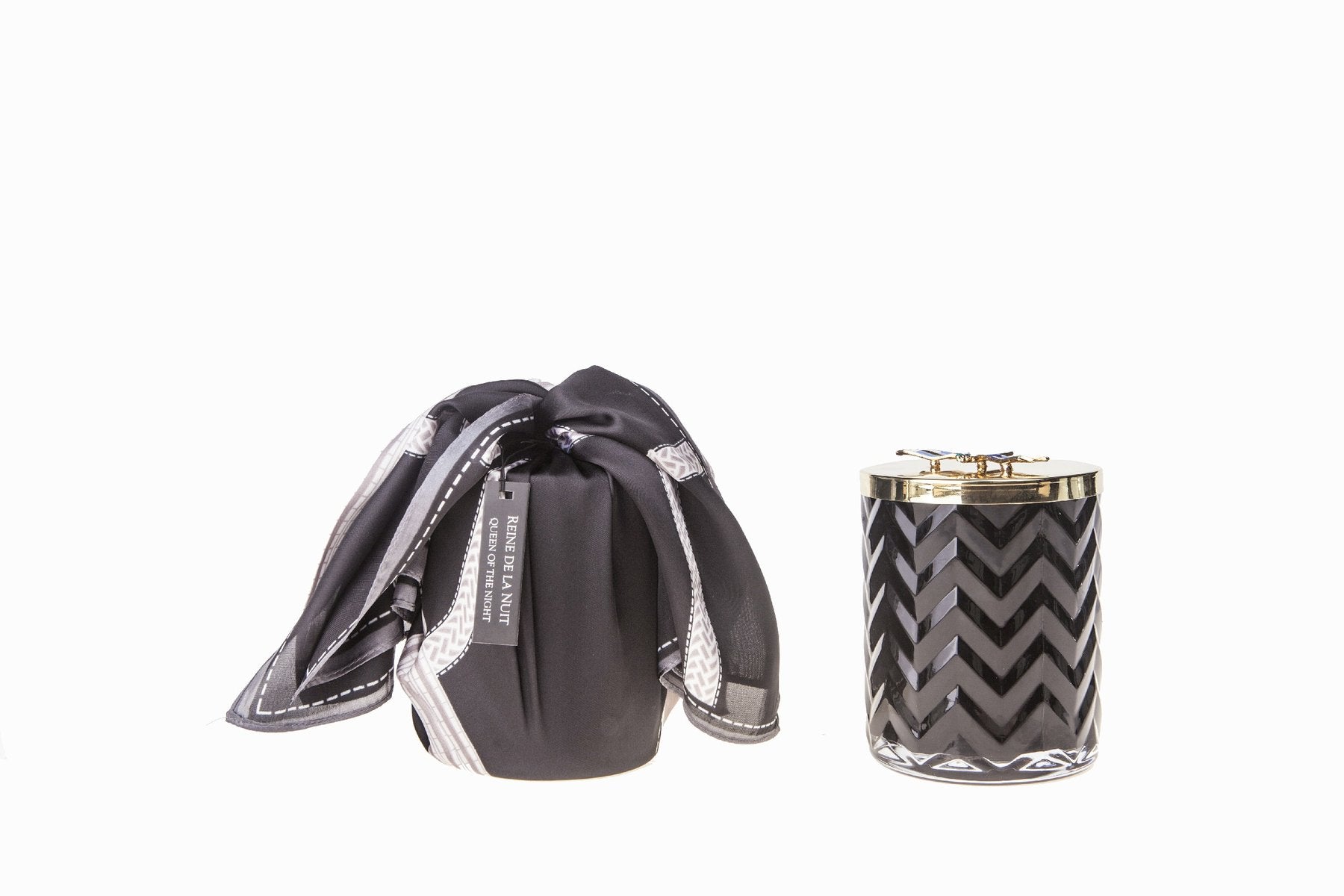 COTE NOIRE Herringbone Candle with Scarf - Red Bee Lid