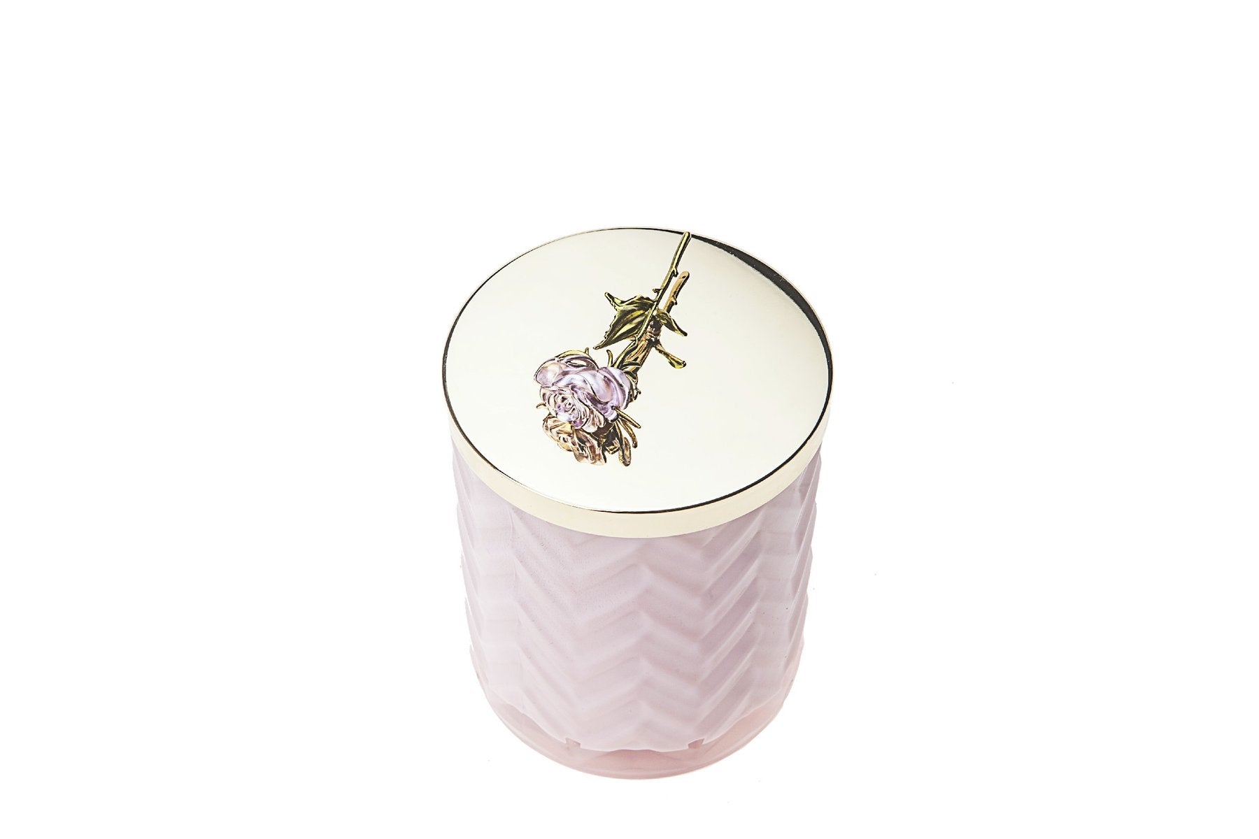COTE NOIRE Herringbone Candle with Scarf - Pink Rose Lid