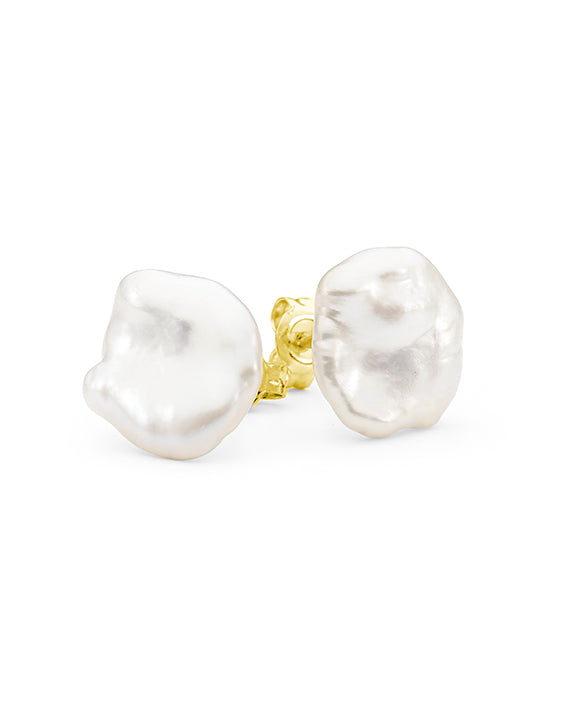 Gold Keshi Freshwater Pearl Stud Earrings