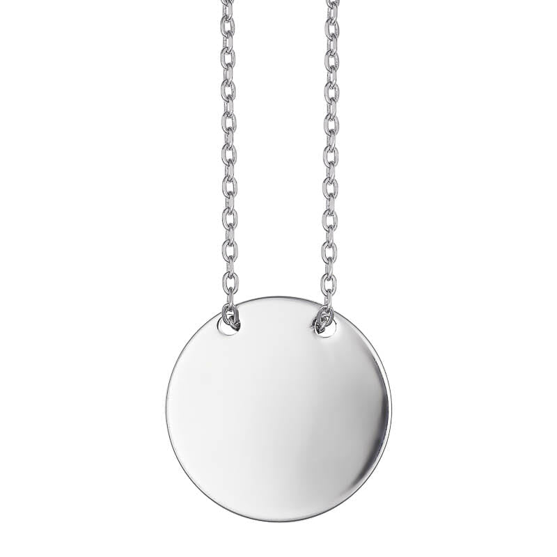 Sterling Silver Engravable Disc  Necklace