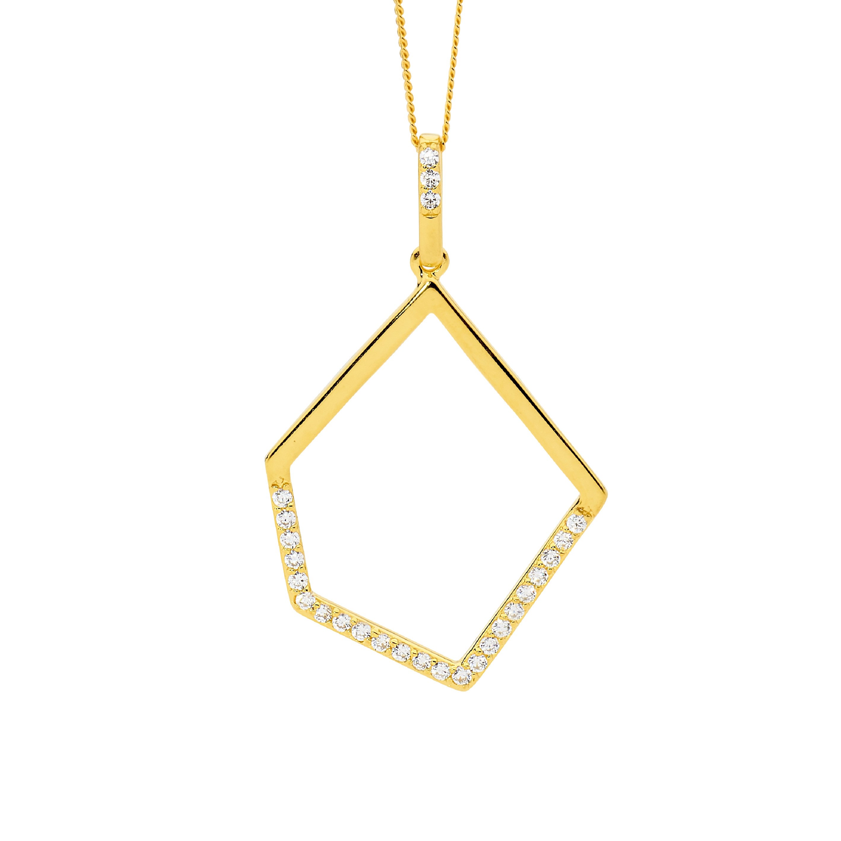 Gold plated sterling silver cubic zirconia pendant