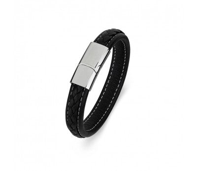 Leather bangle, Stainless steel