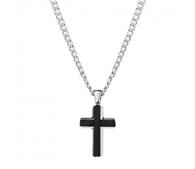 BLAZE Black Cross Pendant, including stainless steel chain