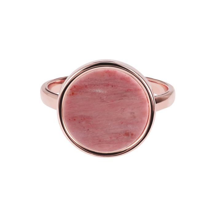 BRONZALLURE Mineral Stone Ring in Red Fossil Wood