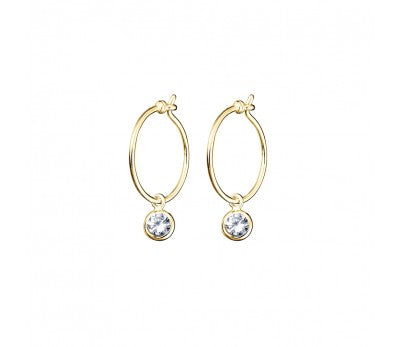 Gold Sterling Silver CZ Hoops
