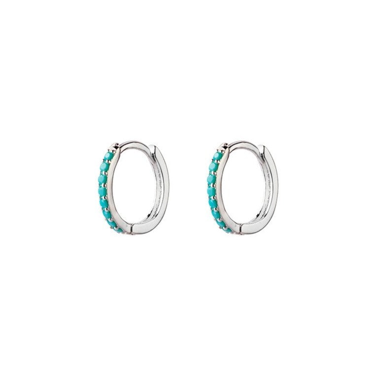 Sterling Silver Turquoise Huggies