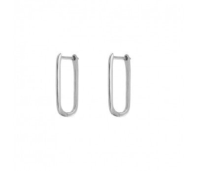 Sterling silver oblong hoop earring