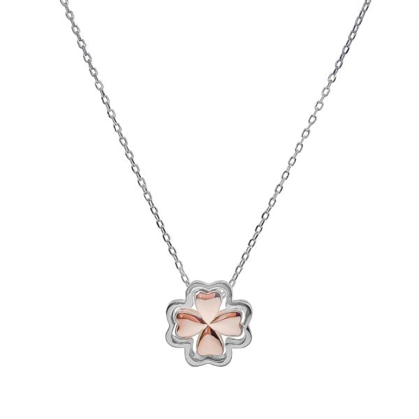 Sterling Silver Two Tone 4 Leaf Clover Necklace