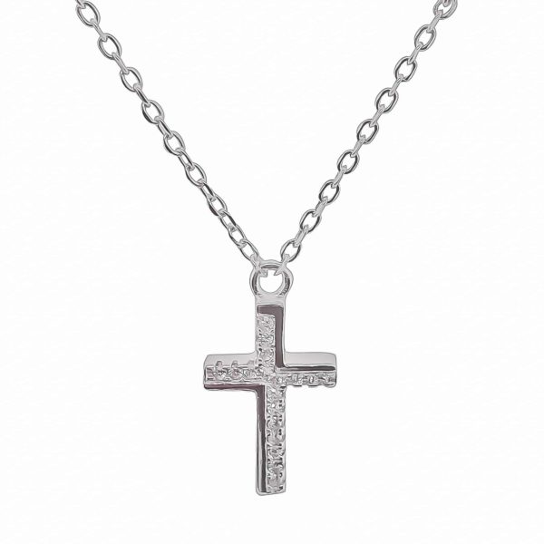 Sterling Silver CZ Cross Necklace