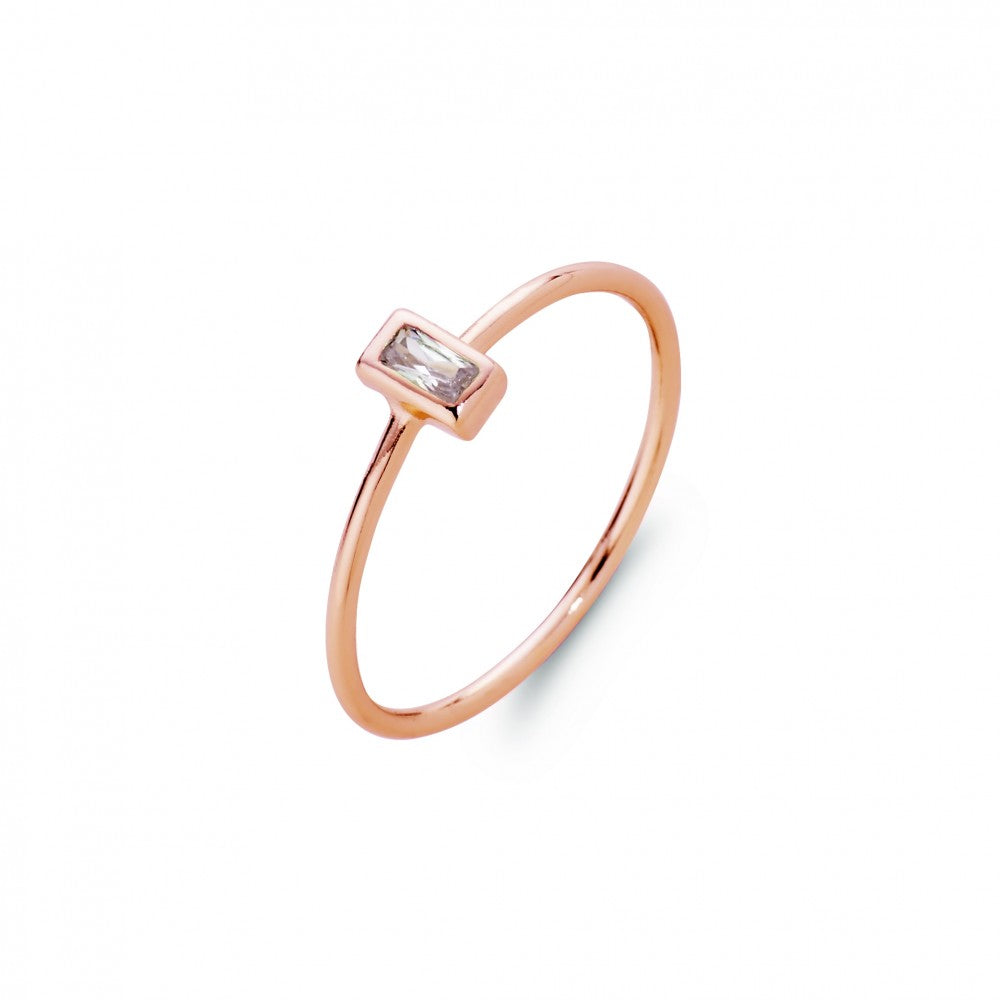 Rose Gold Sterling Silver Dainty CZ Ring