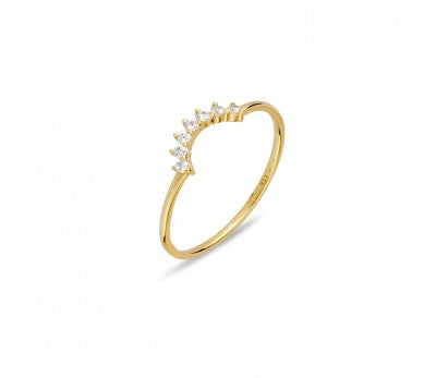Gold Sterling Silver CZ Arch Ring