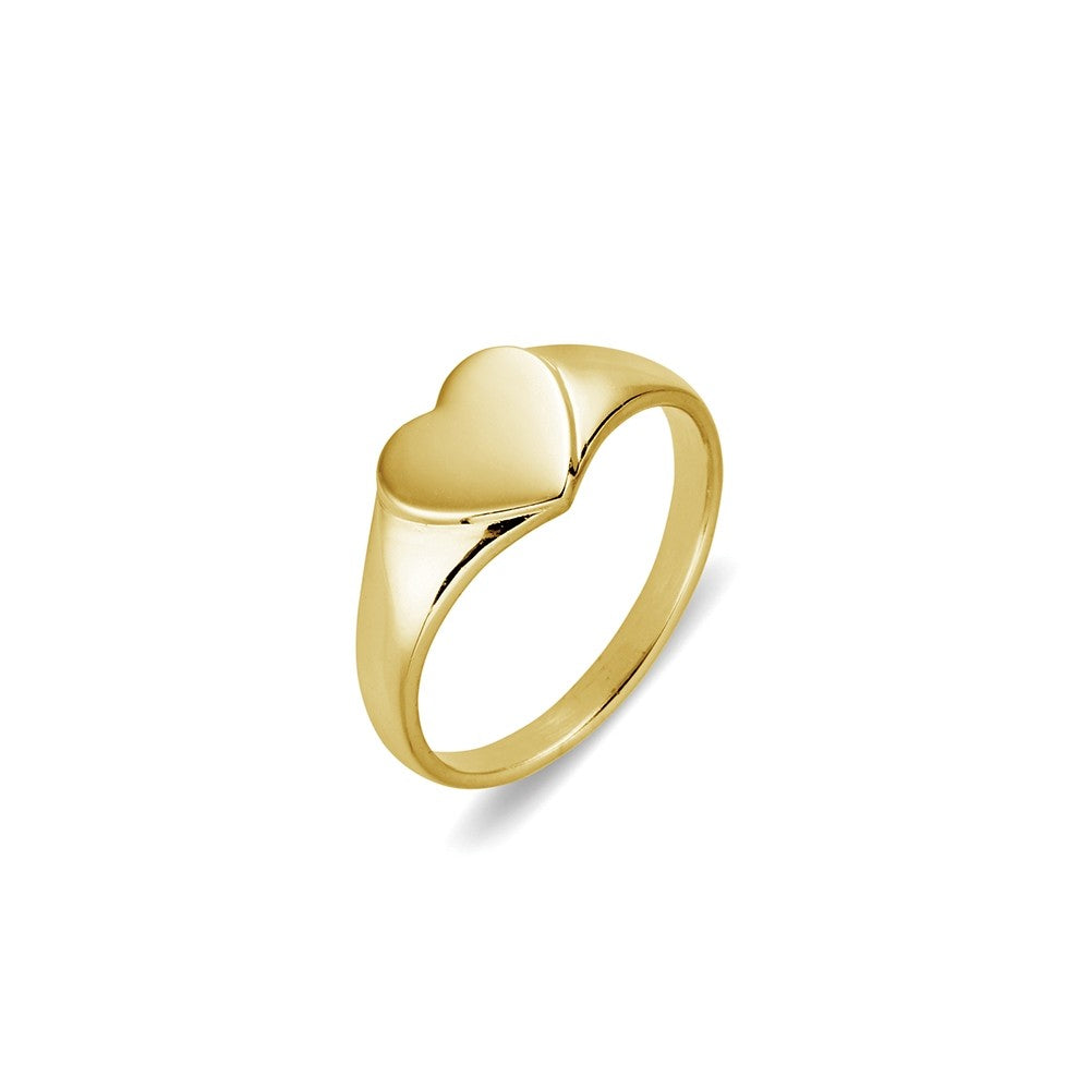 Gold Sterling Silver Heart Signet Ring